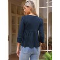 thumbnail image 3 of DARING DIVA Women's Tie Front 3/4 Sleeve Peplum Blouse XS Dark Blue, 3 of 6