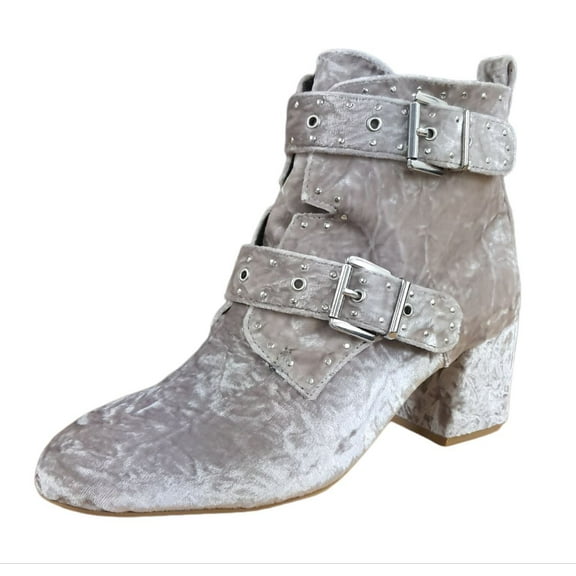 REBECCA MINKOFF Women's Velvet Logan Booties, Grey, 8