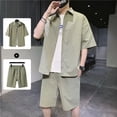 thumbnail image 3 of Conjunto de camiseta y pantalones cortos para hombre, color negro liso, sudaderas, chándal, camisetas, pantalones cortos, novedad, conjunto de 2 piezas para hombre, camisetas y tops, talla XL, 3 of 4