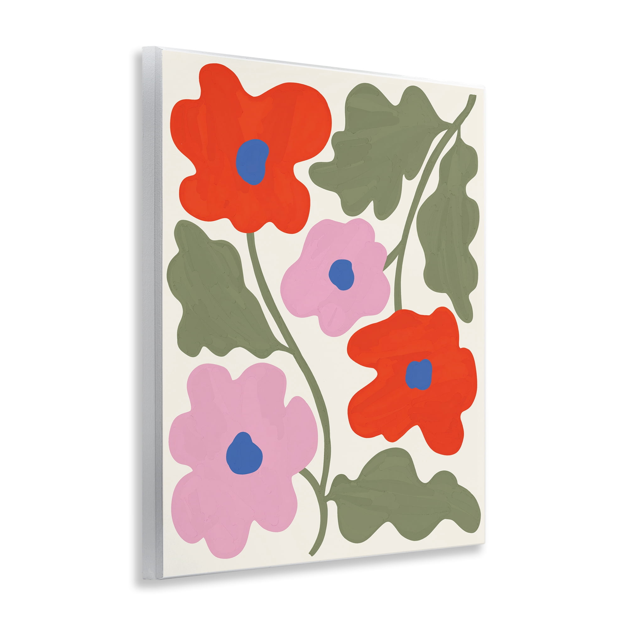Stupell Industries Red & Pink Bold Flowers Plants & Flowers Painting Unframed Art Print Wall Art, 11 x 14
