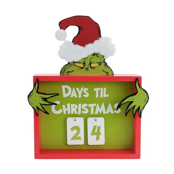 Grinch Christmas Countdown Calendar Sign - 10.15 inch Festive Decoration