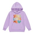 thumbnail image 4 of Junior Girls Hoodies Set Jesus Loves You Hooded Sweatshirts Comfy Letter Print Long Sleeves Loose Pullover 2 Piece Kids Outfits Essentials Sweatshirt for Kids 2-3 Years, 4 of 6