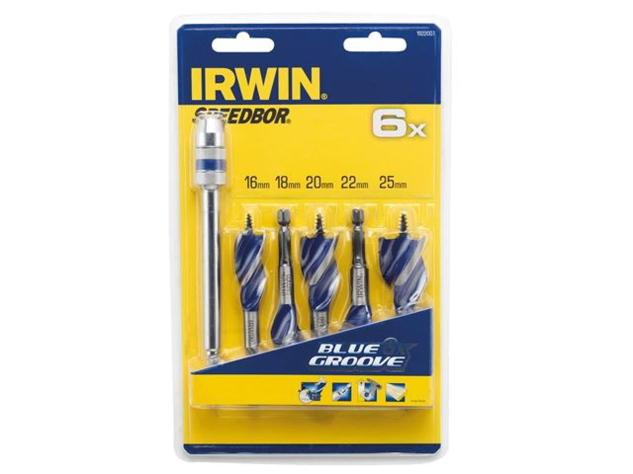 IRWIN Blue Groove 6X Stubby Wood Bit Set, 5 Piece 1625mm