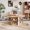 Gray1, variant on KATBOC 5-Piece Farmhouse Dining Set, 59in Oval Table with Storage Shelf & 4 Upholstered Chairs, Space Saving for Small Kitchen/Dining Room, Black1