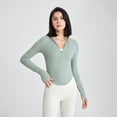 thumbnail image 1 of Chaqueta deportiva con capucha y media cremallera para mujer, ropa de yoga desnuda de alta elasticidad, top ajustado de manga larga, 1 of 4