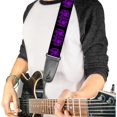 thumbnail image 2 of Buckle-Down Guitar Strap, Buckle Down Skulls Wings Black Purple, 2 Inches Wide, 2 of 5
