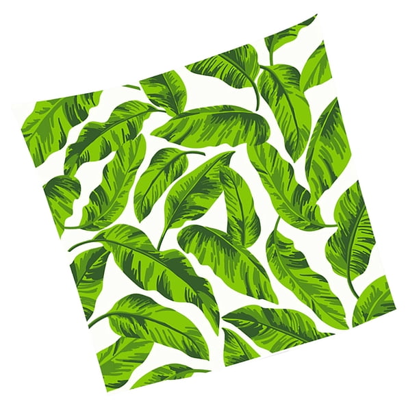1 mantel de lino con estampado de plantas tropicales verdes, estilo pastoral. Cuadrado-13