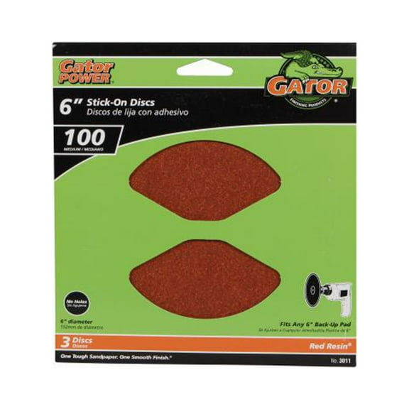 Gator 3011 Sanding Discs, Aluminum Oxide, 100-Grit, 6 In., 3-Pk. - Quantity 5