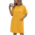 thumbnail image 6 of Xaqiouau Women’s Casual T Shirt Dress Short Sleeve Crewneck Loose Fit Summer Mini Dress with Pockets Soft Lightweight Comfortable Daily Wear for Home Travel Shopping, 6 of 7