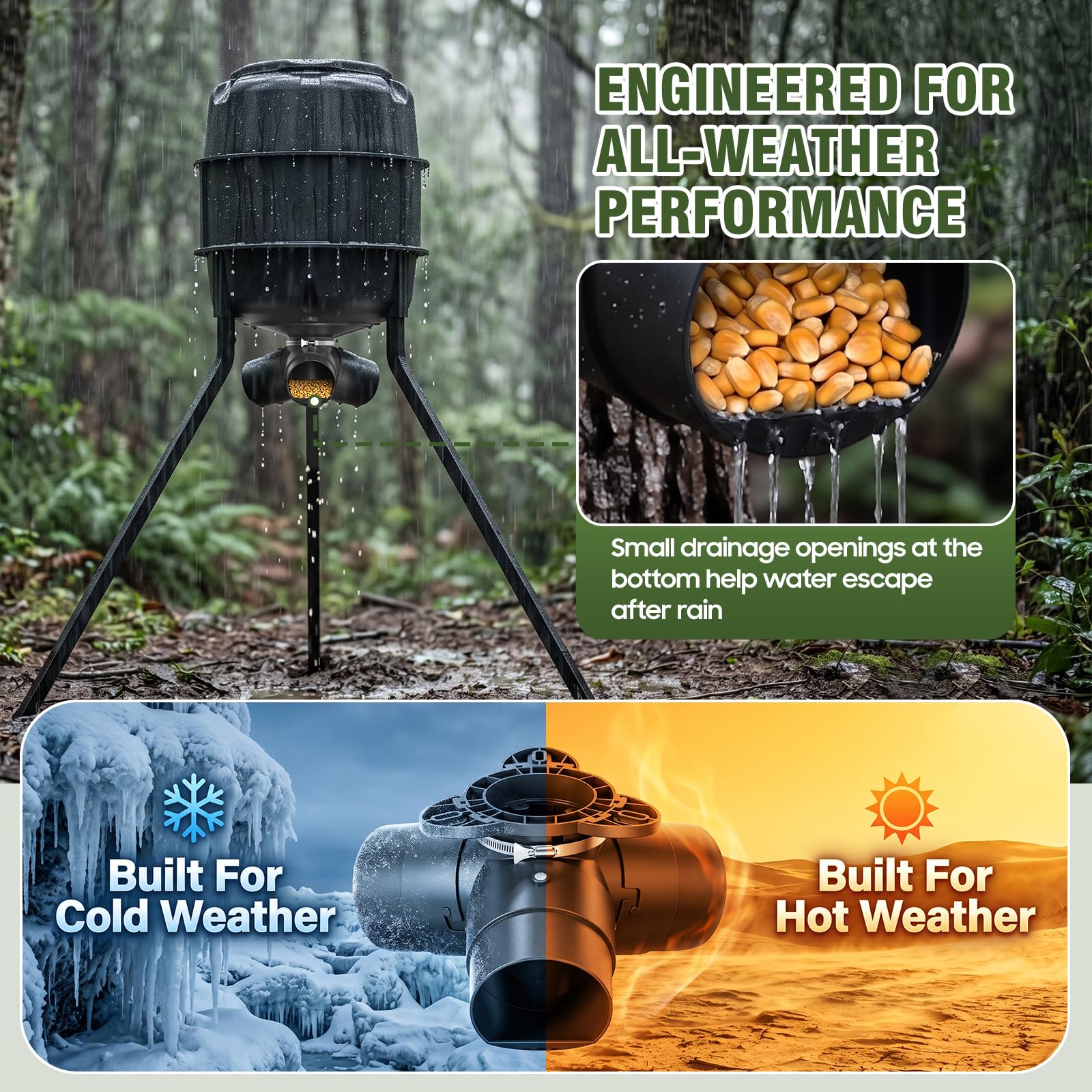 1 Pack Gravity Deer Feeder Kit Two-Way Installation Twist- Mount or DIY Bucket Setup Includes Locking and Clamp