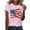 Pink, variant on Danhjin Red Plus Size Americans Flag T Shirt Women 4th of July Shirts Raglan Short Sleeve Patriotic Tee Tops