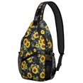thumbnail image 1 of Yellow Floral Sunflower Pattern Sling Backpack, Boho Country Crossbody Shoulder Bag with Wildflower Bloom and Rustic Summer Design Daypack, 1 of 6