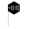 thumbnail image 1 of Quote Keep Calm Use Your Brain Black Toothpick Flags Cupcake Picks Party Celebration, 1 of 3