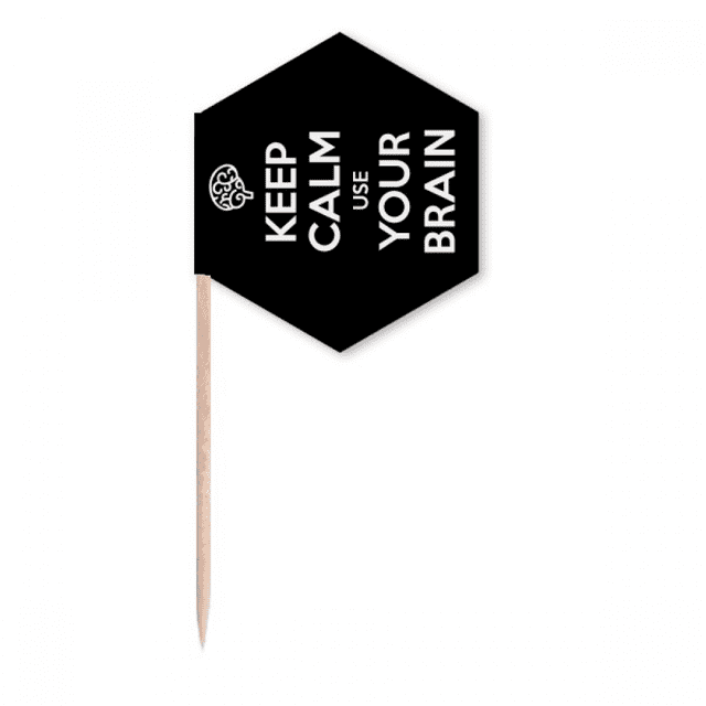 Quote Keep Calm Use Your Brain Black Toothpick Flags Cupcake Picks Party Celebration