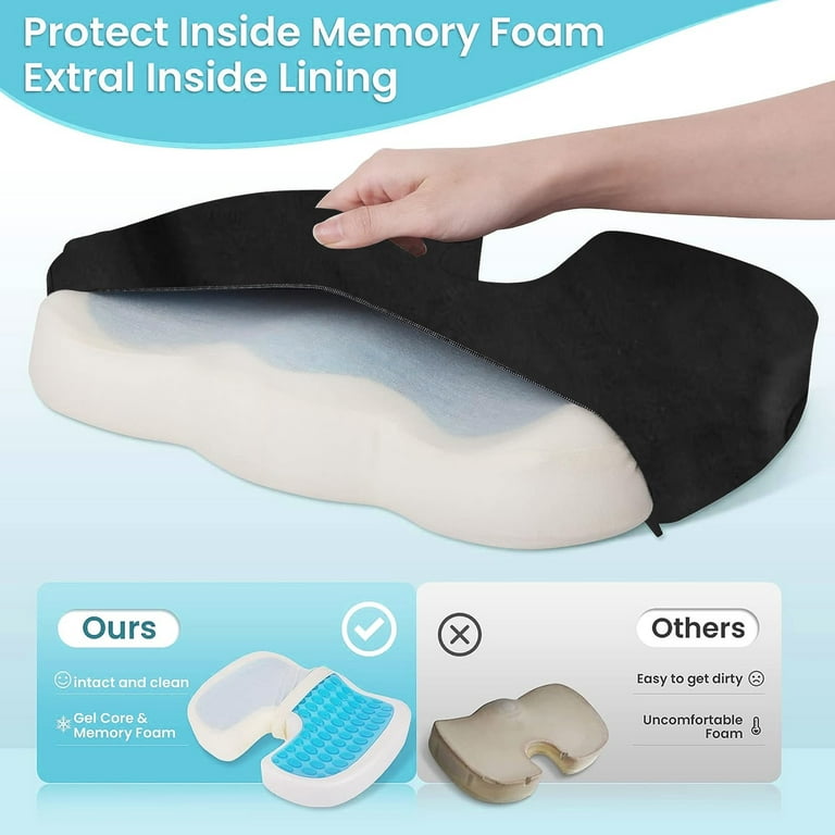 Comfilife Gel Seat Cushion, Non Slip & Memory Foam for Back Pain Relief -Open