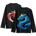 thumbnail image 2 of Psesaysky Blue Red Dragon Girls Long Sleeve Shirts 2 Pack Casual Lightweight Layering Tops 9-10 Years Slim Fit Crewneck Casual Undershirts, 2 of 6
