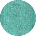 thumbnail image 1 of Ahgly Company Machine Washable Indoor Round Solid Turquoise Blue Modern Area Rugs, 5' Round, 1 of 4
