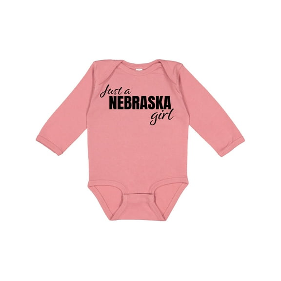 Inktastic Just a Nebraska Girl Born and Raised Girls Long Sleeve Baby Bodysuit