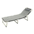 thumbnail image 2 of Cama plegable individual para una persona, reclinable, plegable, para acampar, oficina, pausa para el almuerzo, emergencia al aire libre, tubo redondo de 56 pulgadas, almohadilla gris y transpirable, 2 of 15