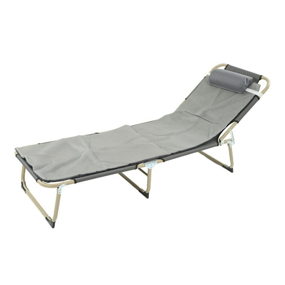 Lounge Chair, Iron Single Bed Recliner, Folding Reclining Lounger, Camping Bedchair, Folding Bed, Patio Lounge Chair, Outdoor Chaise Lounge with Pillow for