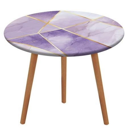 

Colorful Marble Purple Gilded Gold (5) Pattern Round Tablecloth Waterproof Elastic Table Clothes for Dining Table Cute Desk Decor Protector Cover