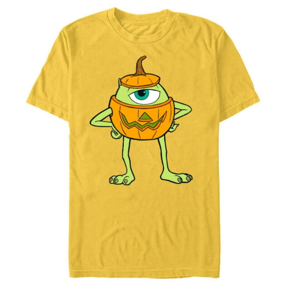 Disney and Pixar's Monsters, Inc. Mike Pumpkin Halloween - Short Sleeve Blended T-Shirt for Adults - Customized-Yellow