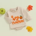 thumbnail image 2 of Newborn Baby Boy Girl Halloween Outfit Hey Pumpkin Sweatshirt Bubble Romper Oversized Bodysuit First Halloween Cute Baby Clothes, 2 of 7
