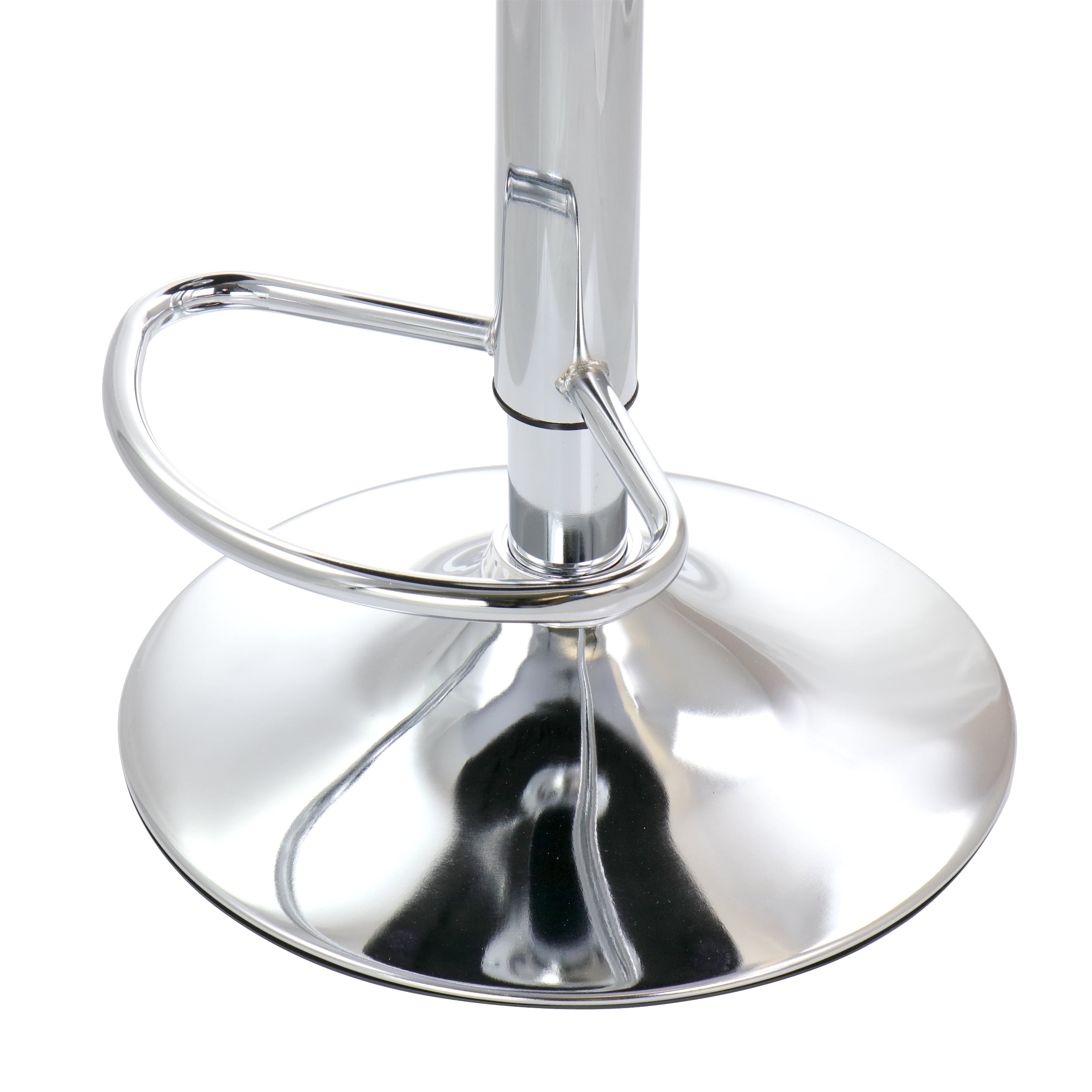 Elama 2 Piece Diamond Stitched Faux Leather Bar Stool in Black with Chrome Base and Adjustable Height
