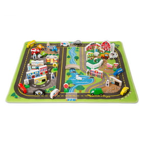 Melissa & Doug Deluxe Activity Road Rug Play Set with 49 Wooden Vehicles and Play Pieces