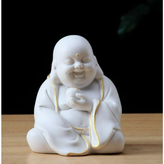 3.5" Lovable Happy Buddha Figurine Statue Statues China White Porcelain Ceramics