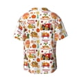 thumbnail image 5 of KLL Fall Farm Pumpkin Print Men's Shirt Short Sleeve Button Down Summer Cuba Beach Shirts- Large, 5 of 5