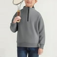 thumbnail image 6 of Boys Quarter Zip Sweatshirt Loose Fitting Solid Color Long Sleeve Athletic Sports Pullover Sweatshirt Winter Hoodies for Boy Gray 9Y, 6 of 9