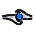 thumbnail image 3 of AoneJewelry 1.45 Ct. Created Sapphire Gemstone & Black Diamond Ring in 10k Rose, White & Yellow Gold, 3 of 5