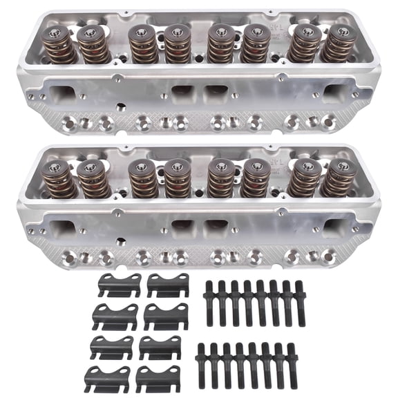 TEKKOAUTO 2Pcs Aluminum Cylinder Head Specific Fit Chevy SBC 350/327/383 Corvette Camaro Z06 190cc 64cc