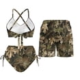 thumbnail image 3 of Psesaysky Brown Hunting Camo Matching Swimsuits for Couples Womens 2 Piece Bikini Sets Sexy Cross Front Mens Swimming Trunk with Pocket Couples Matching Bathing Suits for Family Swimwear-L, 3 of 7