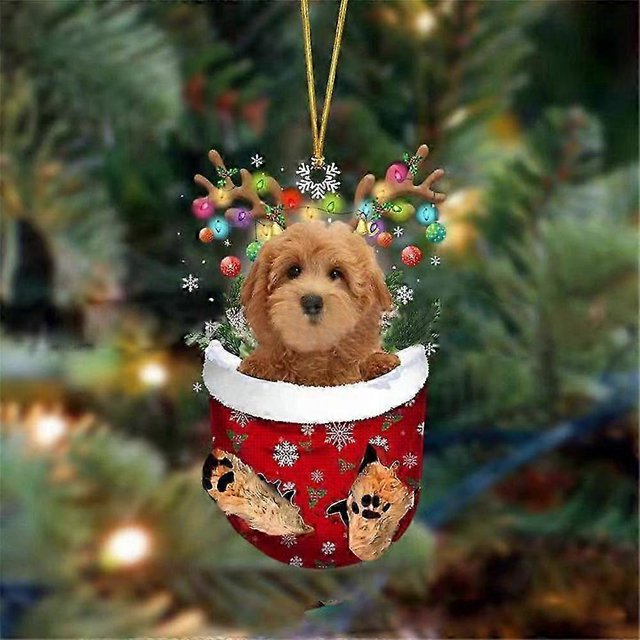 Adorno navideño de perro, letrero colgante de madera para árbol de Navidad, estatuas, decoraciones, colgante, regalo