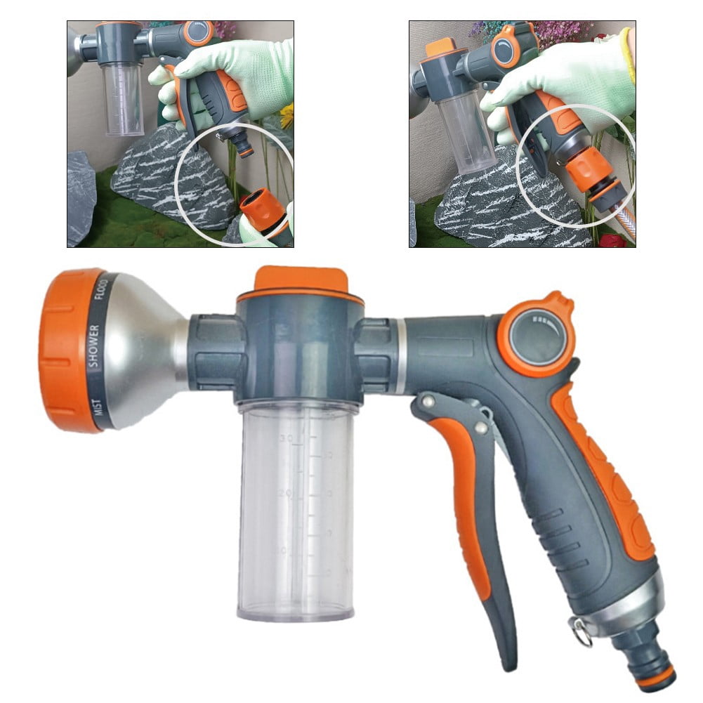 8 Function Foam Lance High Pressure Nozzle Garden Car Water Washer Sprayer Tool