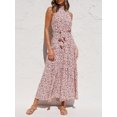 thumbnail image 4 of Vestido sin mangas para mujer, cuello halter, dobladillo con volantes, vestido largo, cintura imperi Abanopi Rosa/Medio, 4 of 7