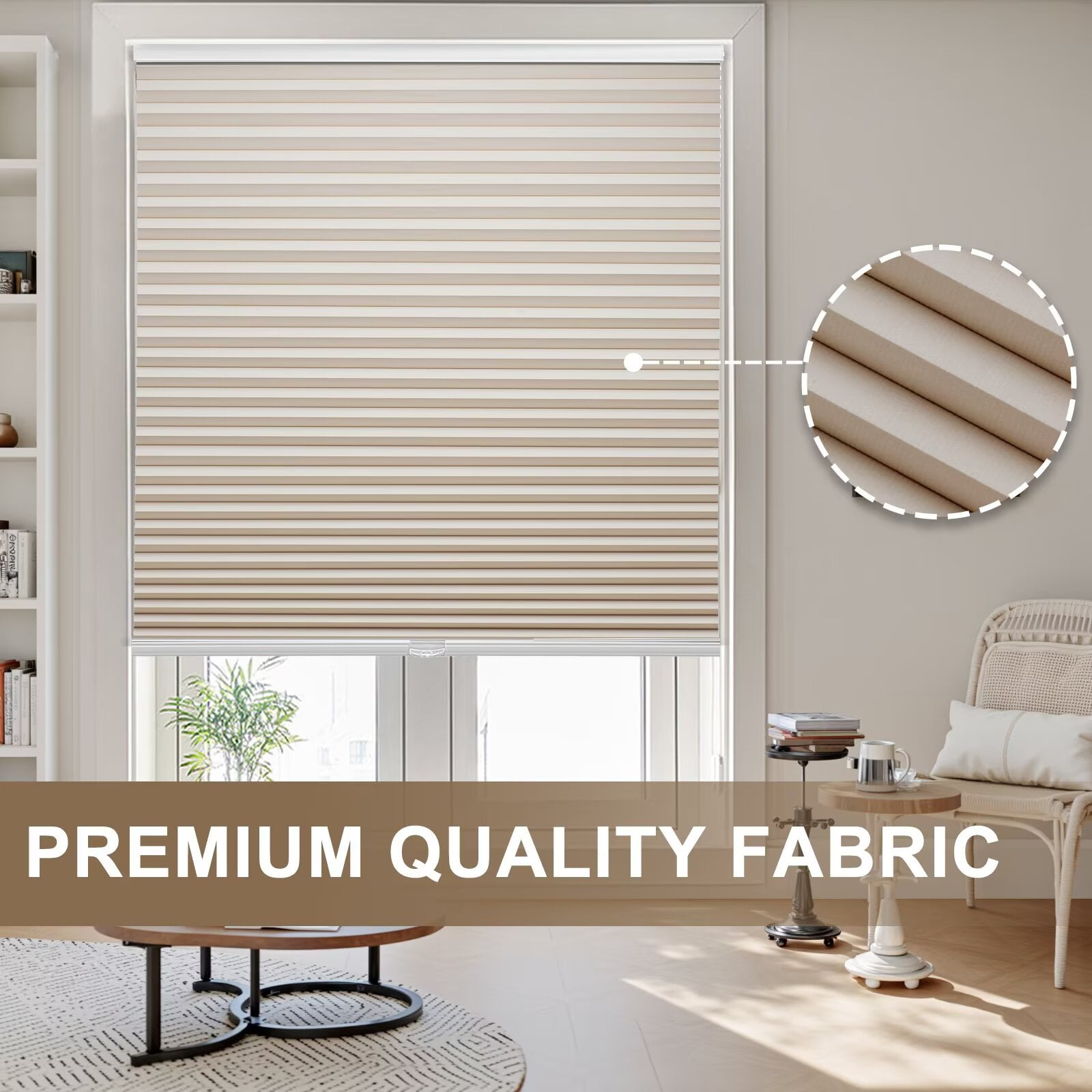 MYshade Cordless Beige-29"W*72"H Blackout Cellular Shades 1.5 inch Honeycomb Blinds for Indoor Windows Insulated Noise Reducing Window Shades & Blinds for Home