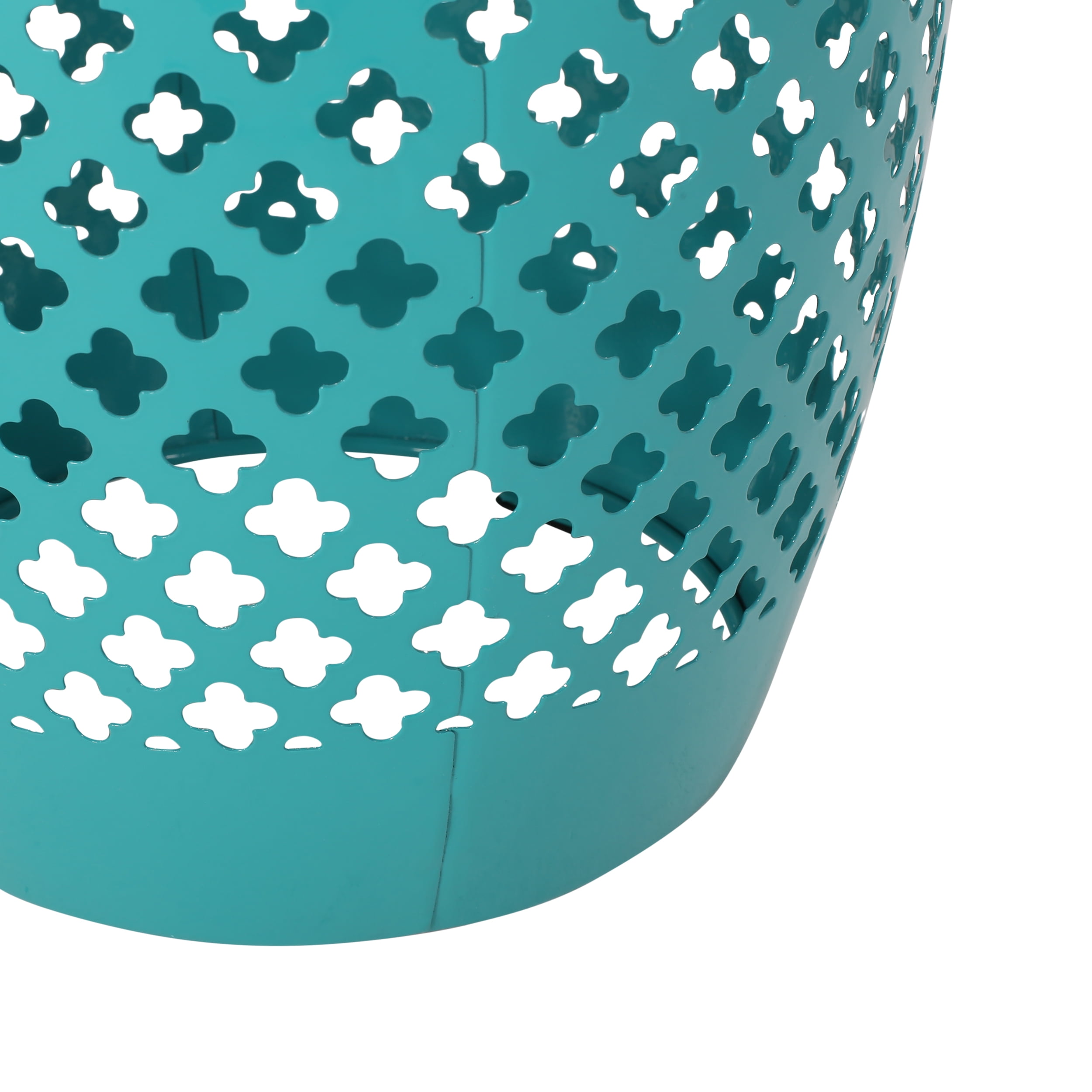 Samerah Outdoor Iron Side Table, Teal, Multi-Color