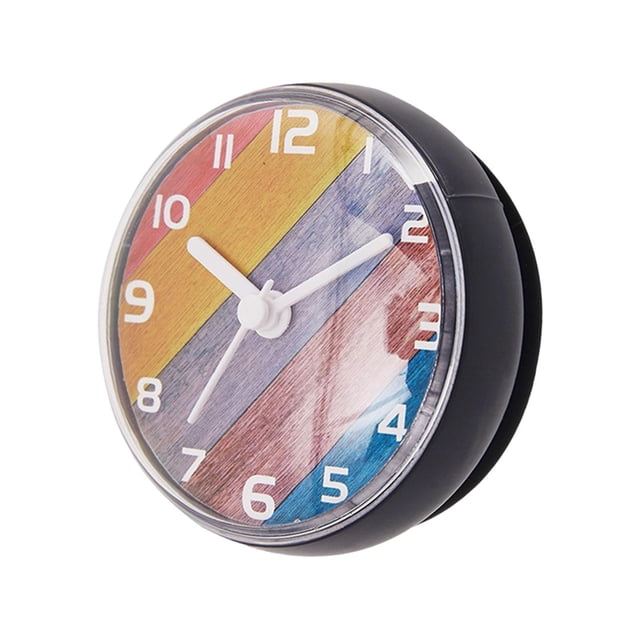Reloj de pared redondo silencioso para baño, resistente al agua, con ventosa, fácil de instalar. Gris