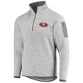 thumbnail image 2 of Men's Antigua Heather Gray San Francisco 49ers Team Logo Fortune Quarter-Zip Pullover Jacket, 2 of 4