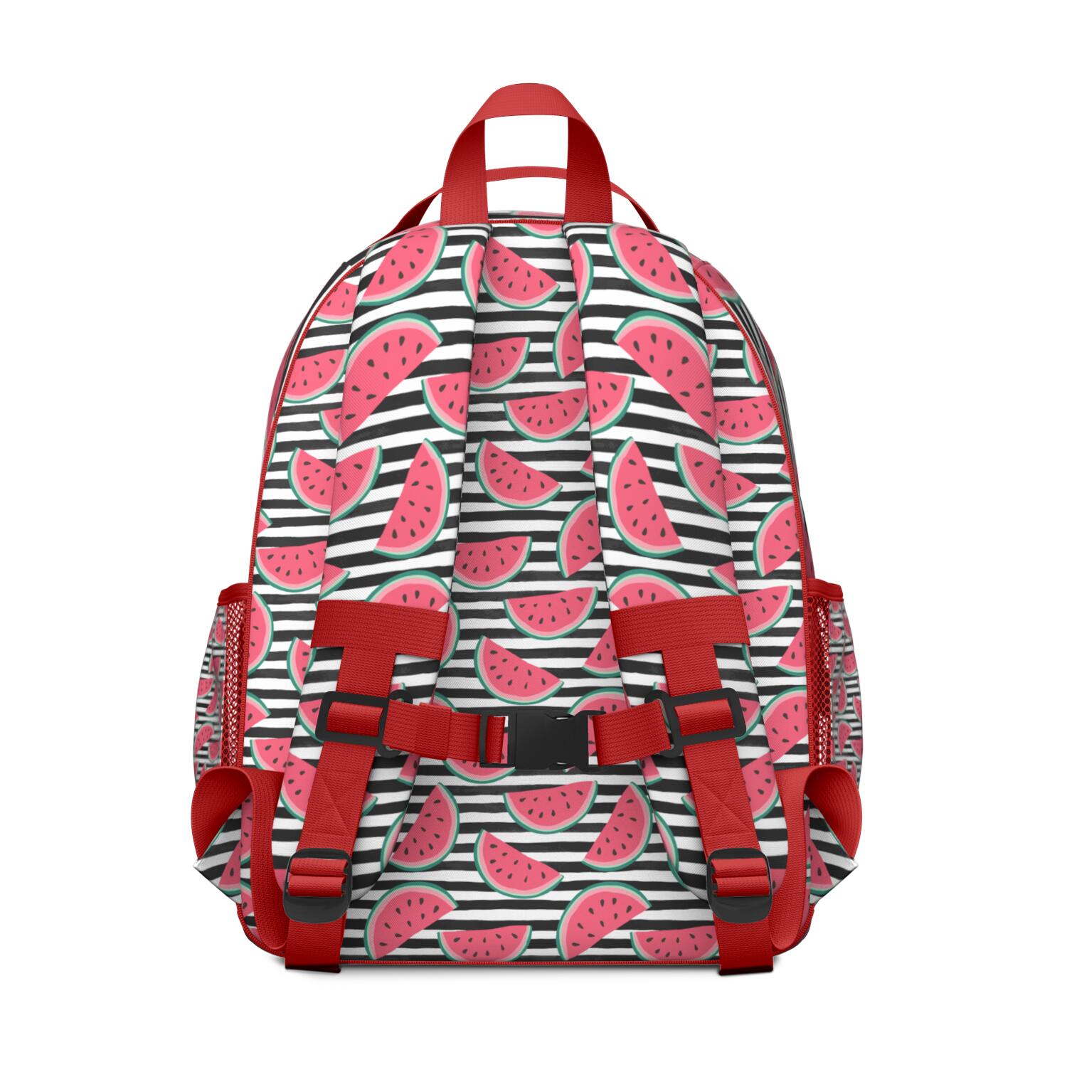 Cute Watermelon Pattern Backpack - Waterproof & Durable Book Bag with Chest Strap for Summer Beach & Travel