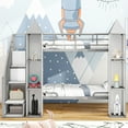thumbnail image 3 of Kacho Metal Twin over Twin Castle-shaped Bunk Bed with Wardrobe and Multiple Storage, Gray+White, 3 of 6