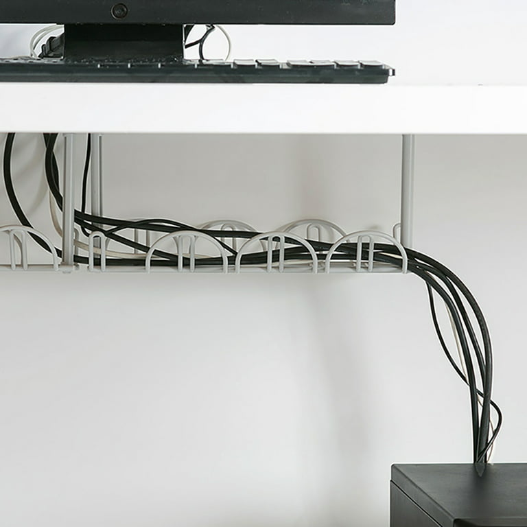 BIWIST Under Desk Cable Management Tray 2 Pieces Steel Under Desk Wires  Organizer Power Strip Management