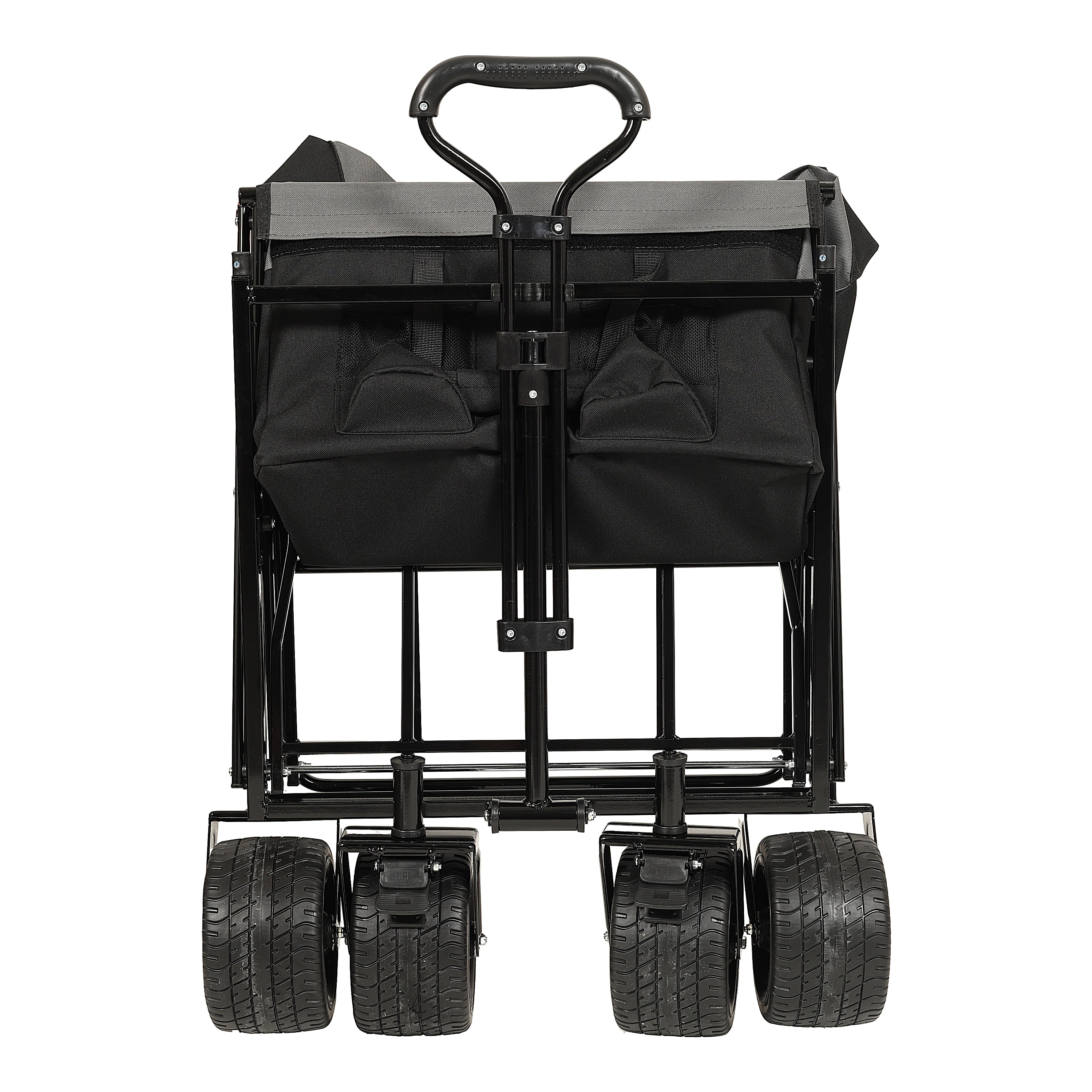 480Lbs Collapsible Wagon with Canopy, Wagon Stroller with 7" All-Terrain Wheels, Lightweight Foldable Wagon, Large Capacity for Camping, Shopping, Sports, and Garden Use, Black