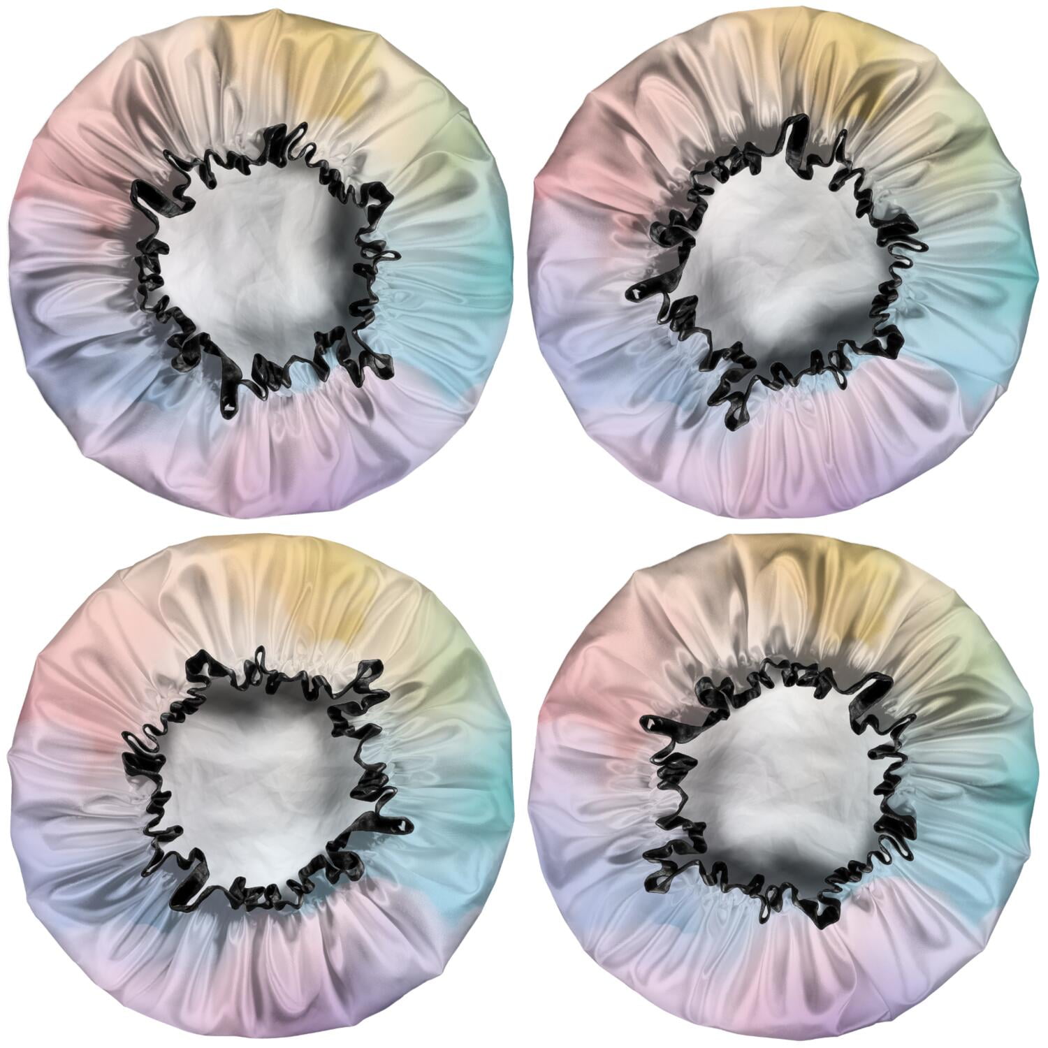 Shower Caps,Soft Pastel Cloudscape Waterproof Shower Cap for Women 4 Pieces,Double Reusable Hair Cover for Shower PEVA Elastic Stretch Hem