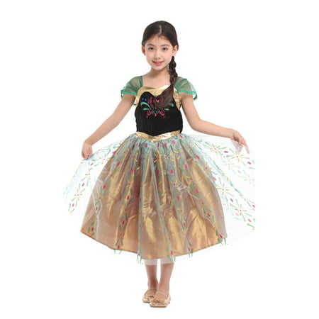 Girls' Snow Frosted Princess Anna Dress-Up Costume Set, XL