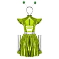 thumbnail image 5 of Aislor Womens Outer Space Alien Dress with Gloves Headband Halloween Space Cadet Rave Outfit Green XL, 5 of 7