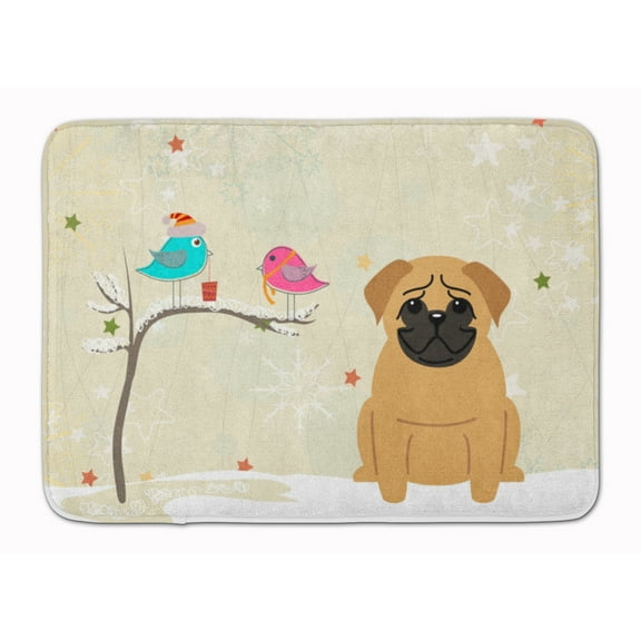 Carolines Treasures BB2479RUG Christmas Presents between Friends Pug - Brown Machine Washable Memory Foam Mat 19Hx27W